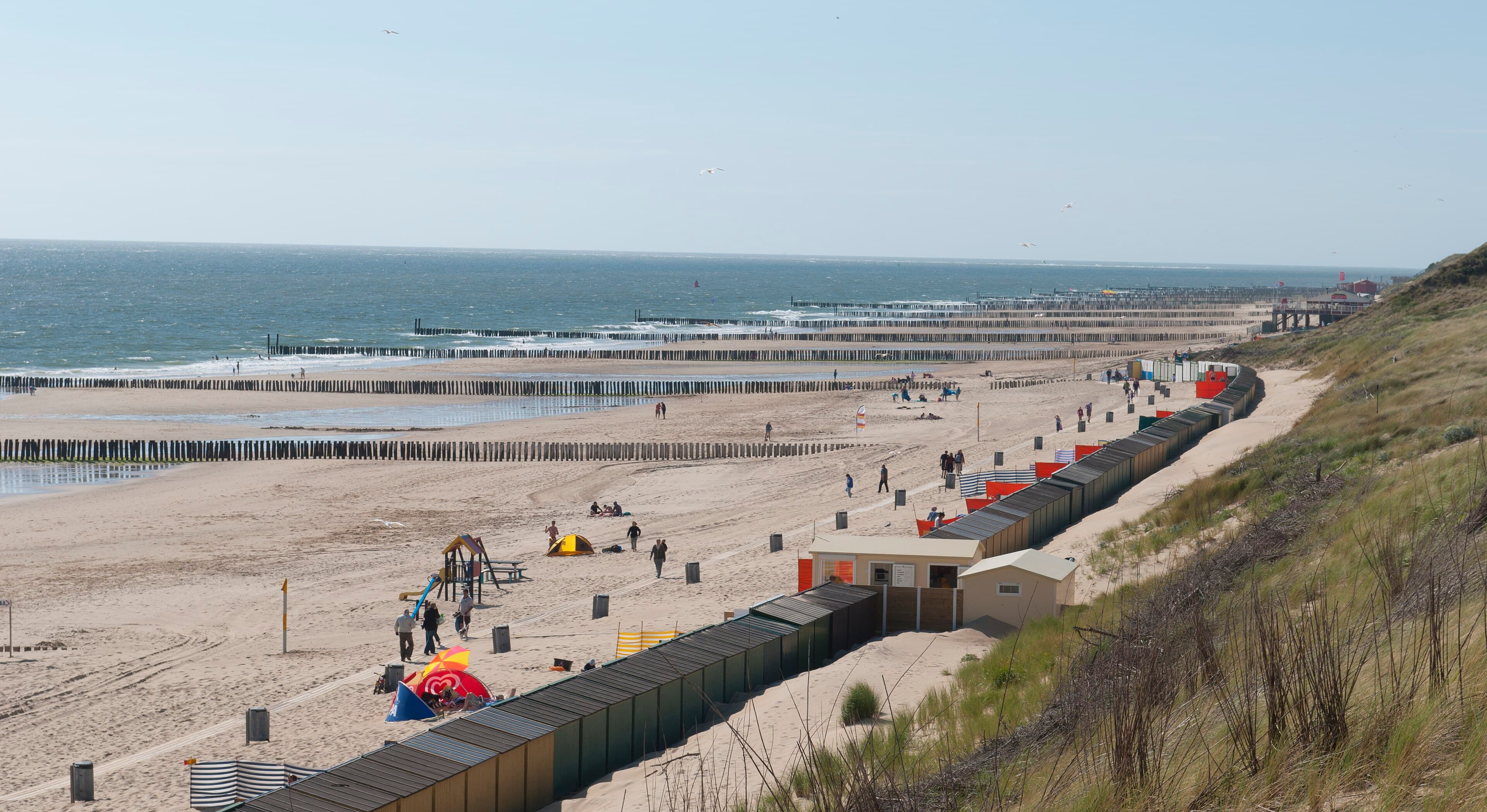 Strand bij Zoutelande met zee en duinen